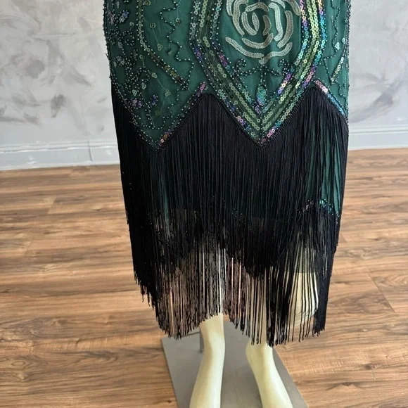 Metme 1920s Flapper Dress Sequins Art Deco Fringed Sleeveless Gatsby Size L - Picture 7 of 9